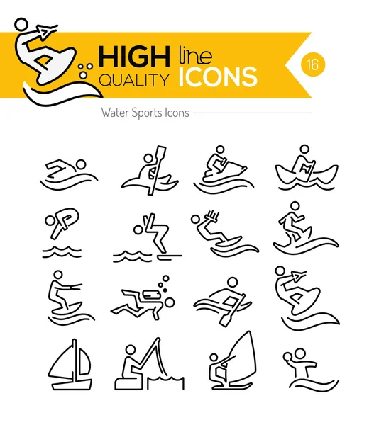 Water Sports Line Icons — Stock Vector