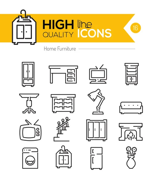 Home Furniture line icons three Vector Graphics