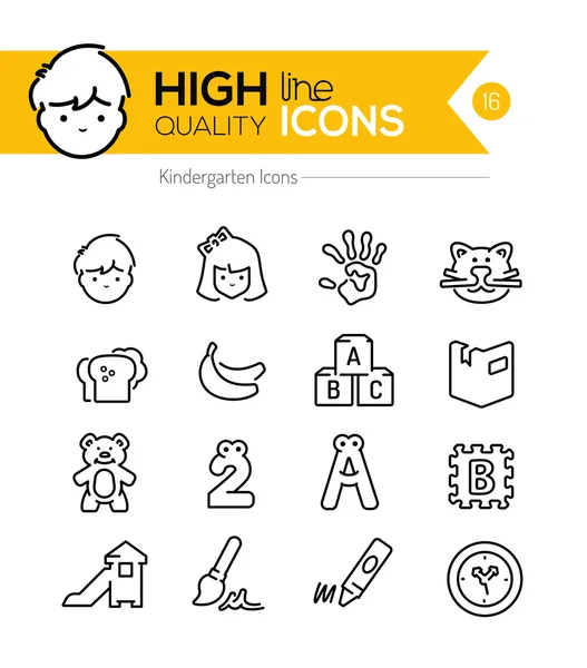 Preschool Line Icons Stock Illustration