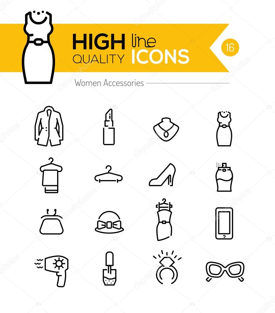 Women Accessories line icons series