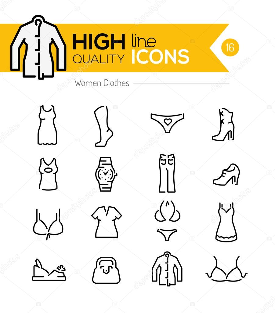 Women Clothes line Icons series