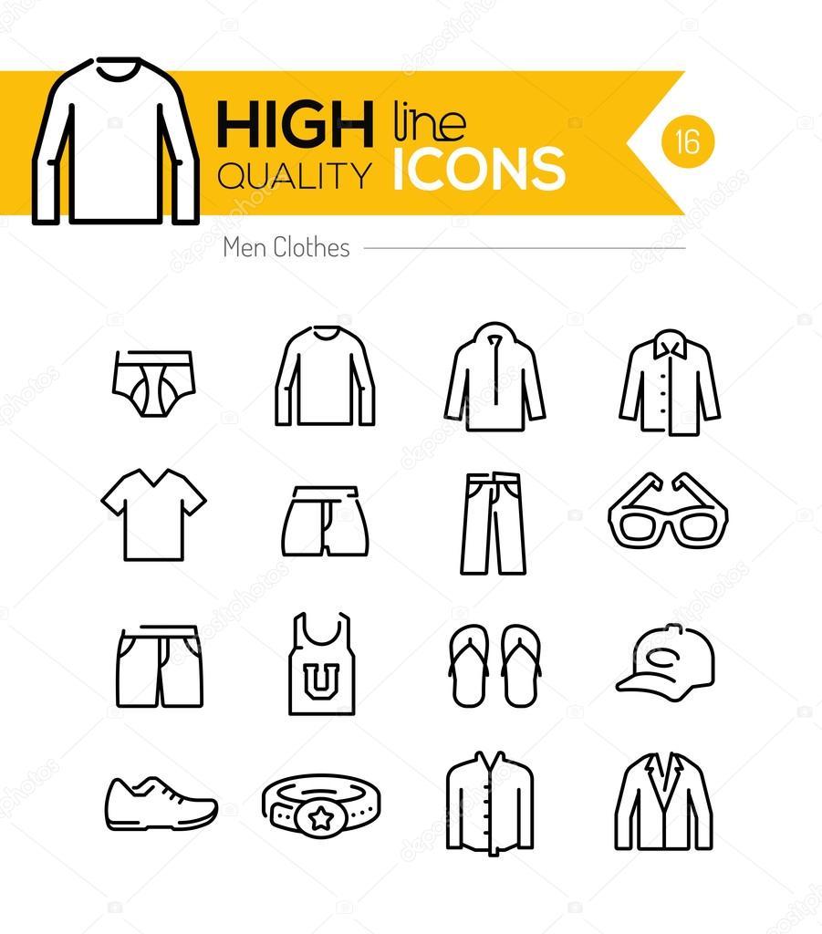 Men Clothes line icons series