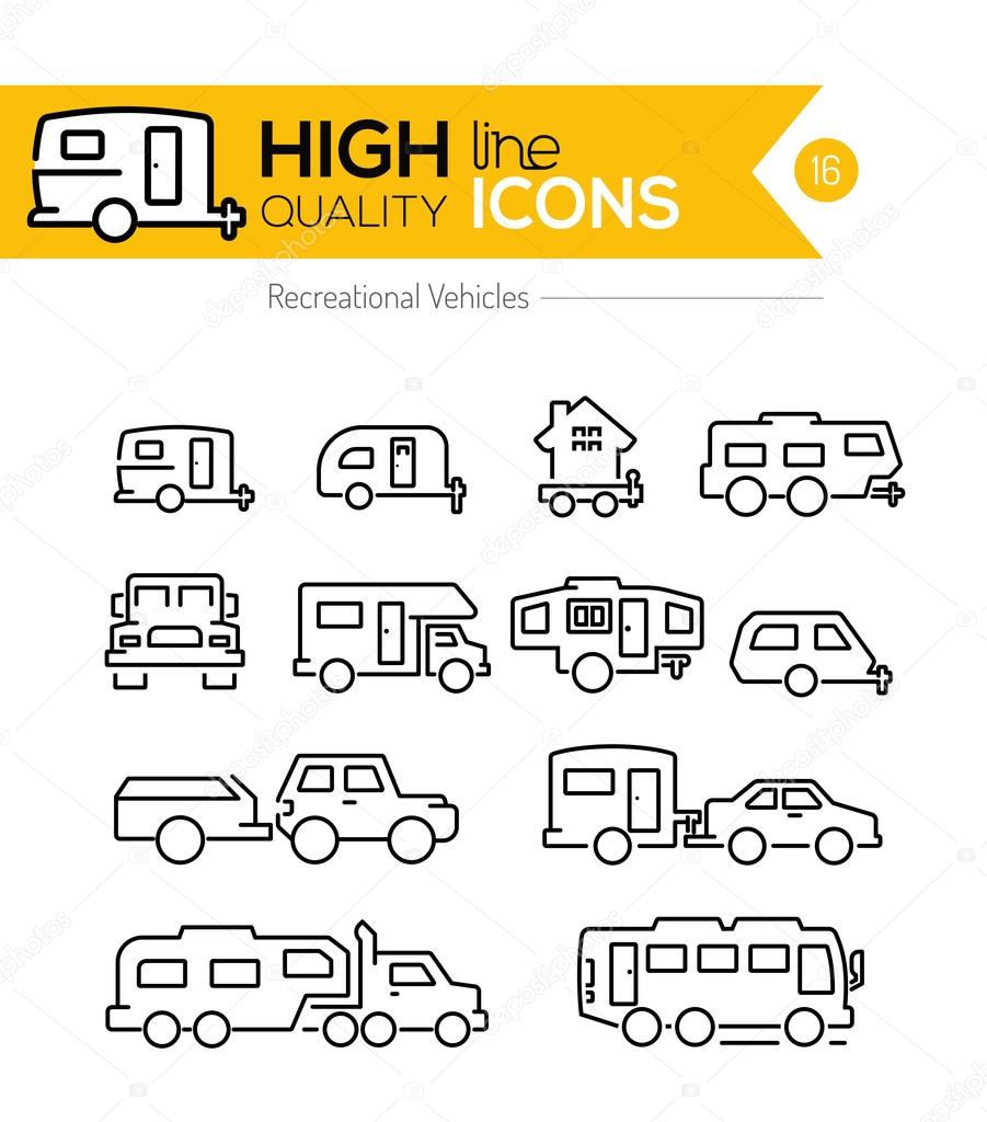 Recreational Vehicles line icons