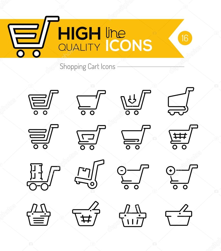 Shopping Carts Line Icons