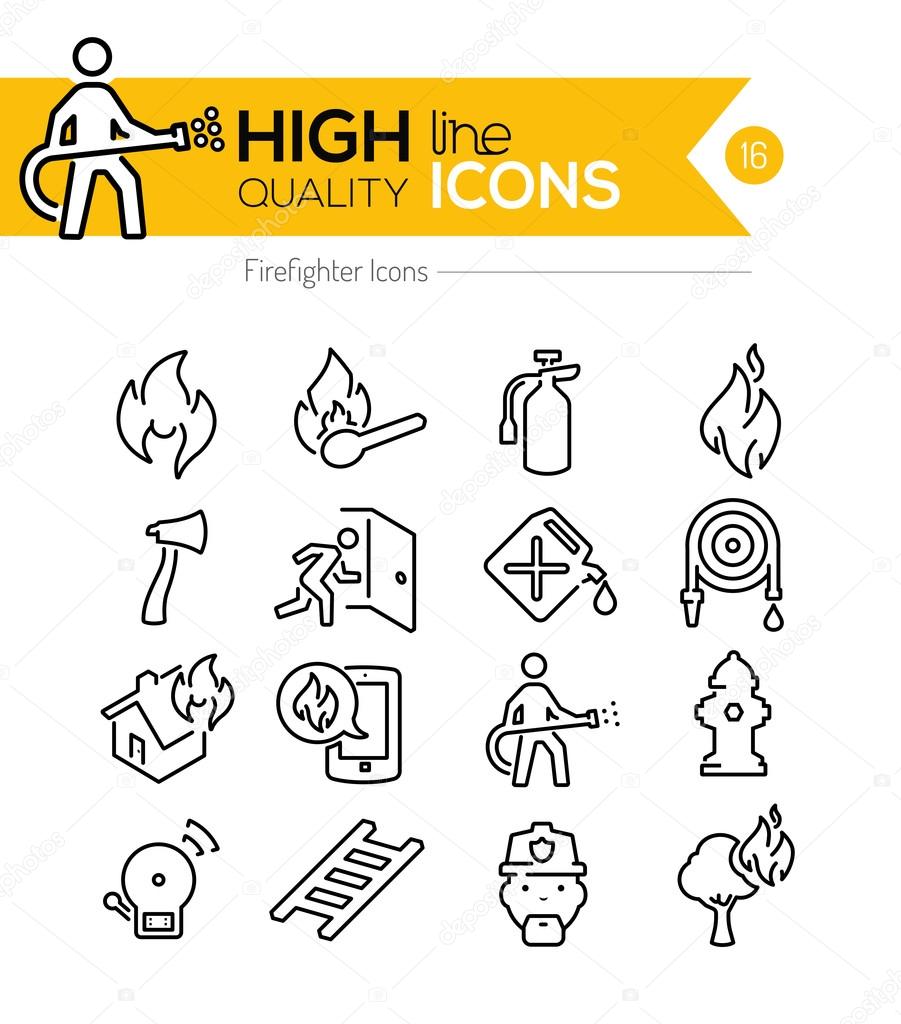 Firefighting Line Icons