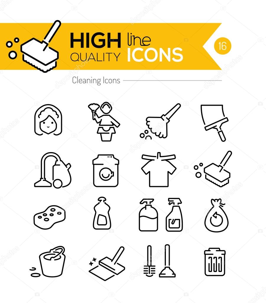 Cleaning Line Icons