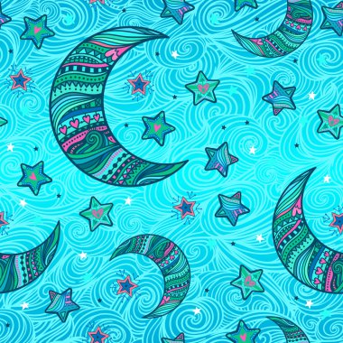 ay ve yıldızlar seamless modeli