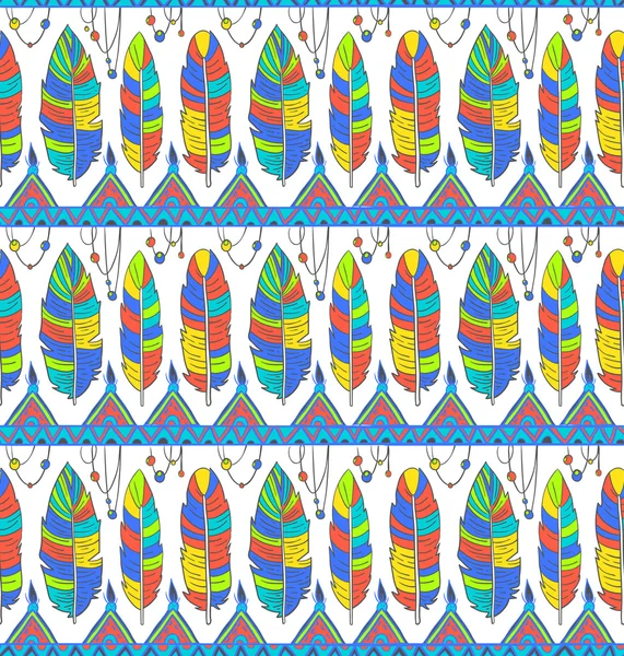 波西米亚风部落羽毛图案 — 图库矢量图片
