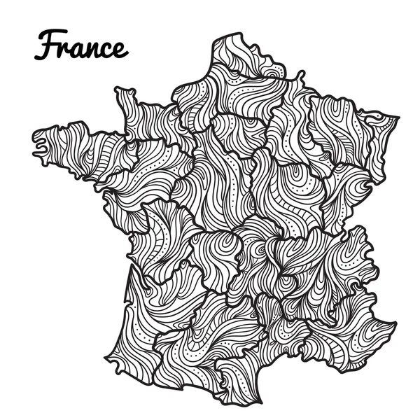 Zentangle doodle mapa de Francia — Archivo Imágenes Vectoriales