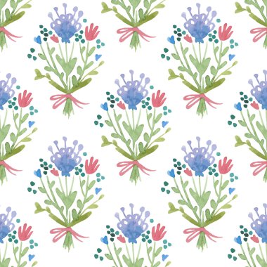 Suluboya çiçek doğa deseni