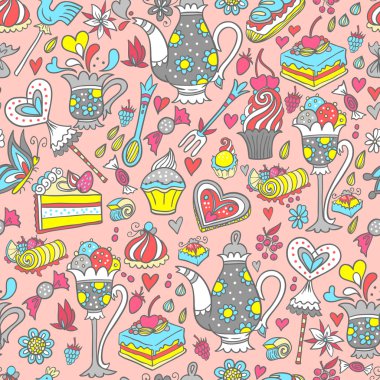 Çay partisi desen arka plan