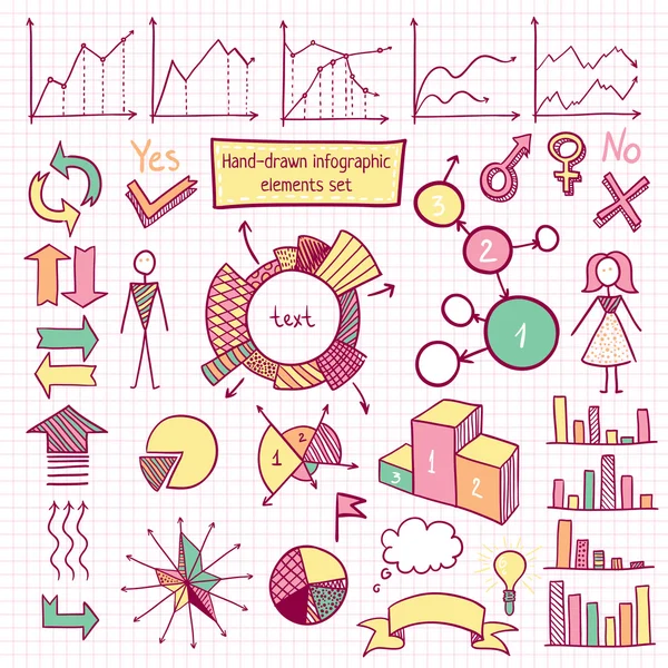 Conjunto de elementos infográficos desenhados à mão — Vetor de Stock