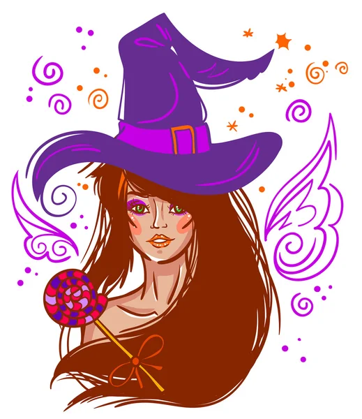 Bruja vector de Halloween — Vector de stock