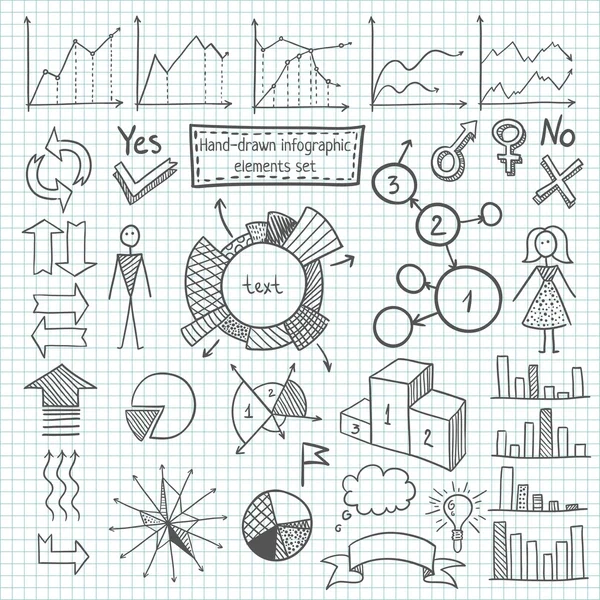 Conjunto de elementos infográficos desenhados à mão — Vetor de Stock