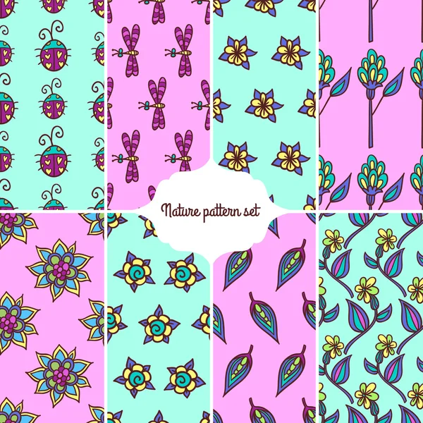 Nature pattern set — Stock Vector