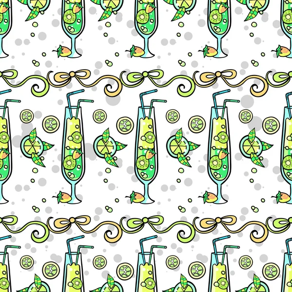 Summer cocktail pattern background — Stock Vector