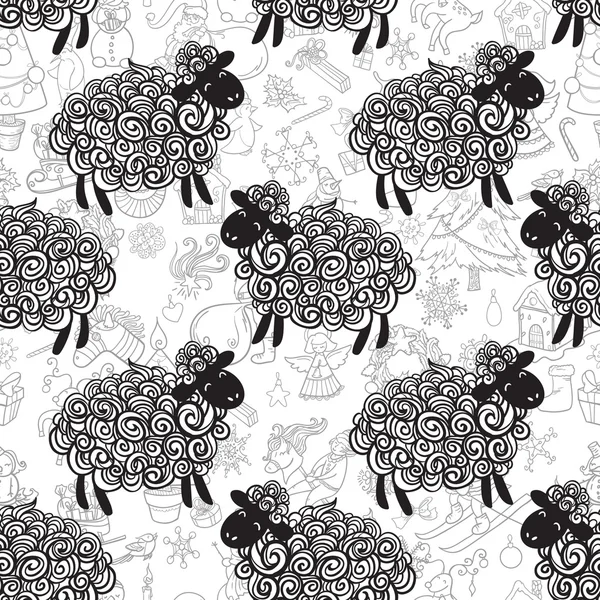 New year sheep pattern — Stock Vector