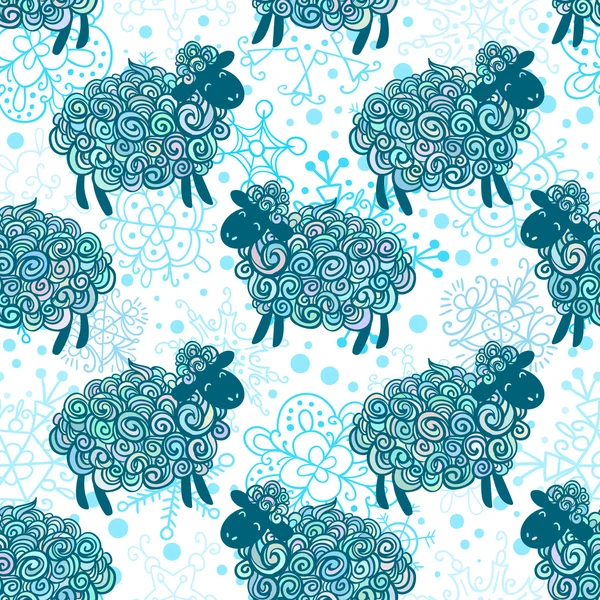 Neues Jahr Schafe Muster — Stockvektor