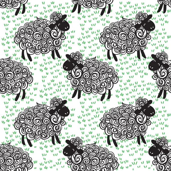 Schafe Muster Vektor Hintergrund — Stockvektor