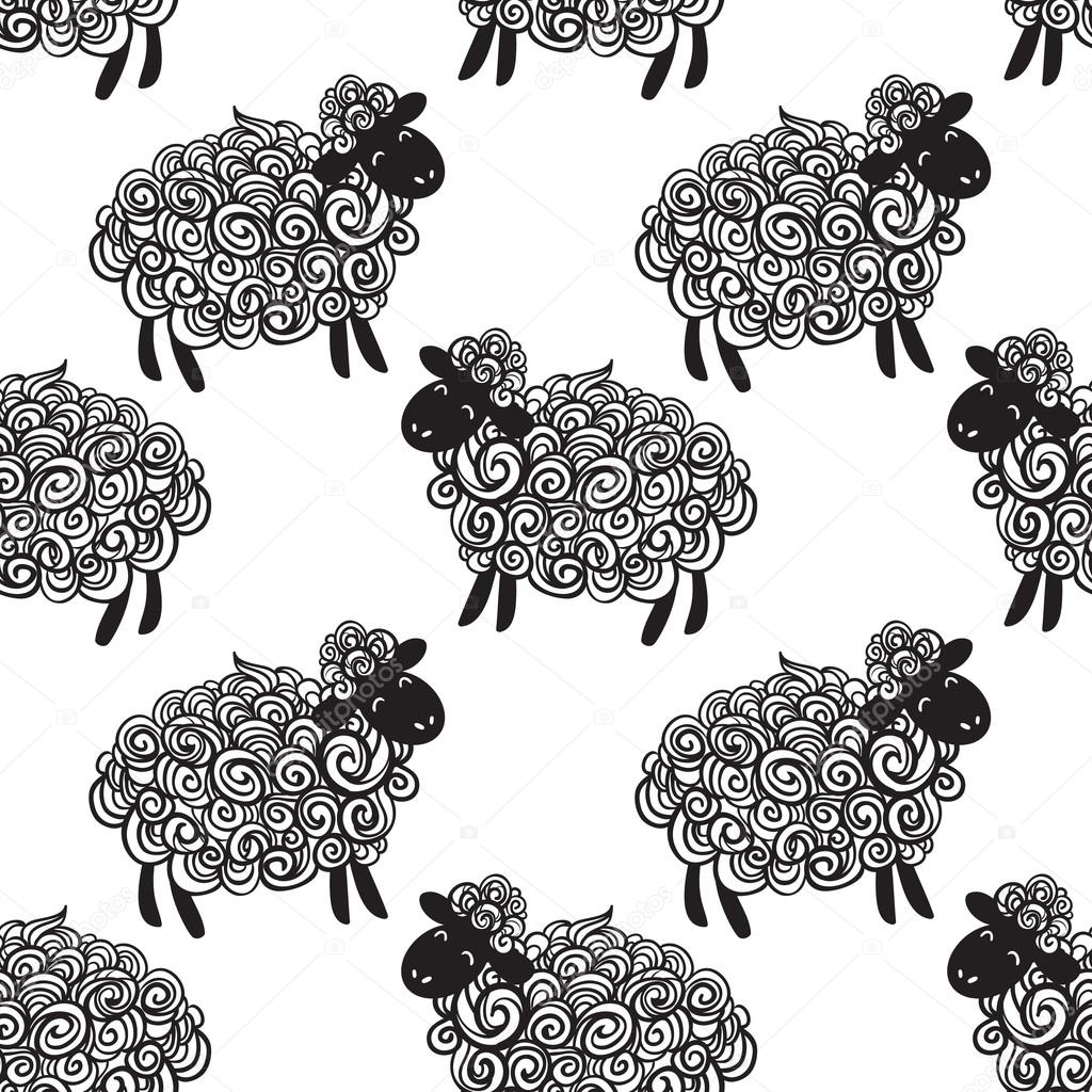 Sheep pattern vector background