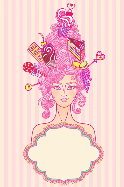 Tea party girl — Stockvector