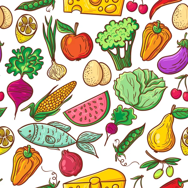 Healthy food pattern — Stock Vector