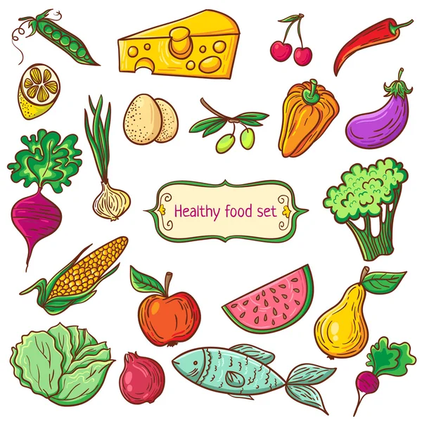 Healthy food icon set — Stock Vector