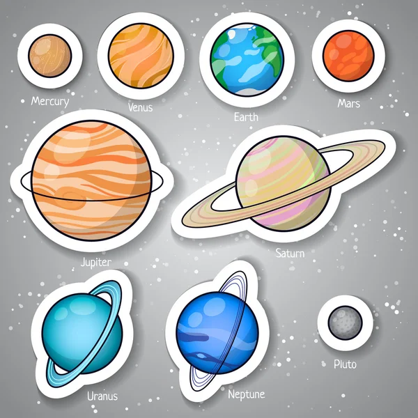 Sistema solar conjunto de planetas . — Vetor de Stock