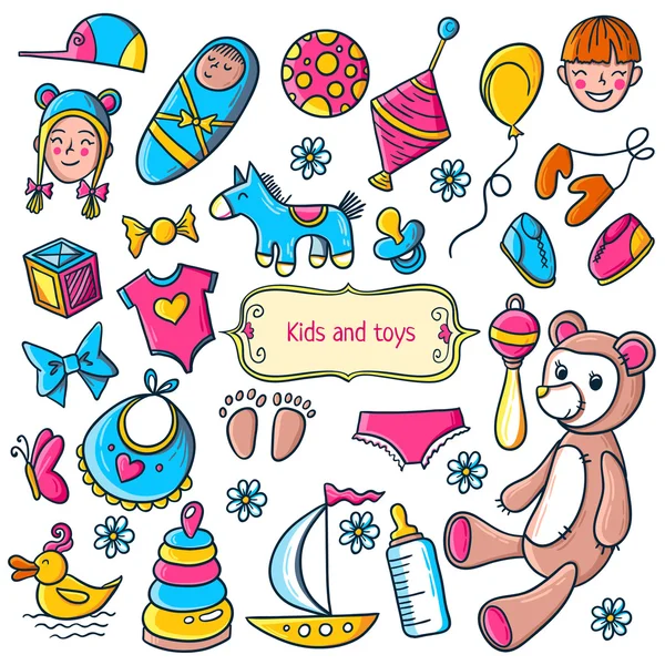 Patrón de niños y juguetes Ilustración de stock