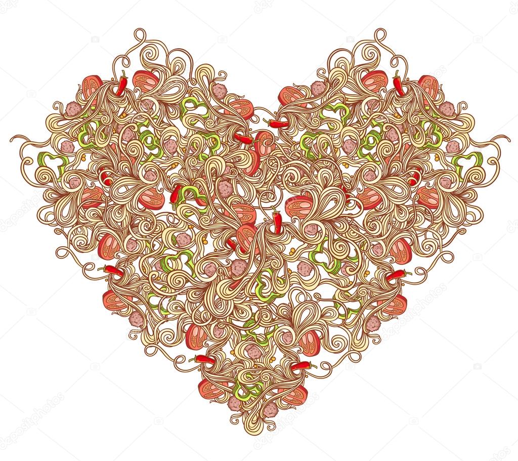 Pasta heart for Valentine's Day