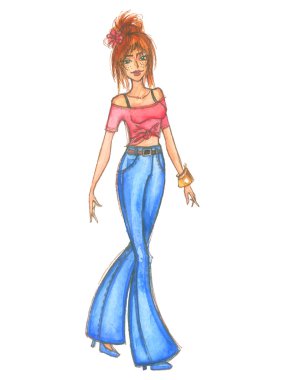 Alevlendi Jeans kız moda