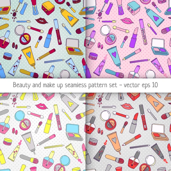 Maquillaje conjunto de patrones — Vector de stock