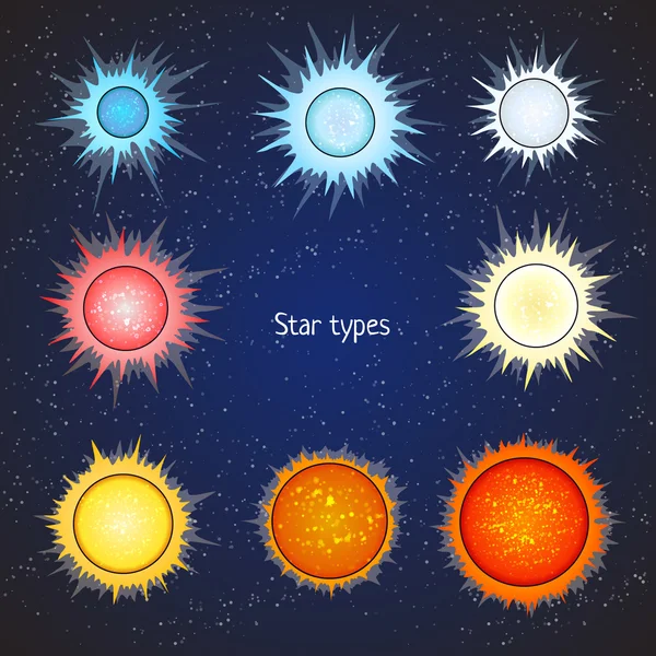 Tipos de estrelas — Vetor de Stock