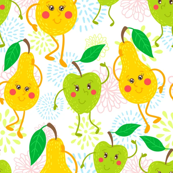 Cartoon fruit pattern — Stock Vector