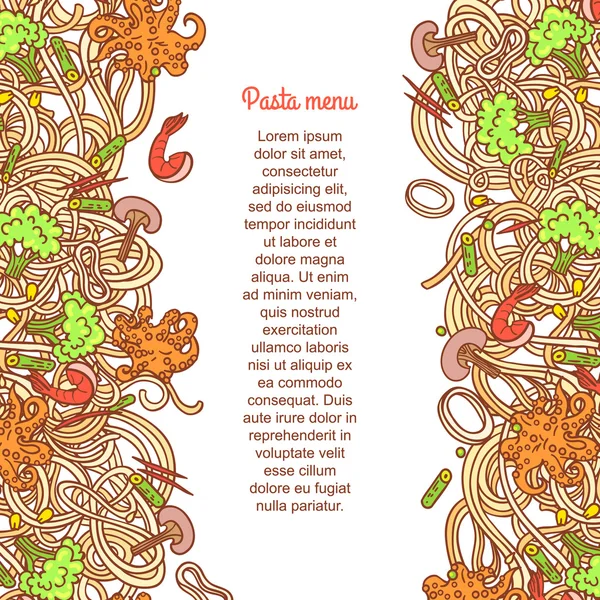 Patrón de pasta de marisco Vector De Stock