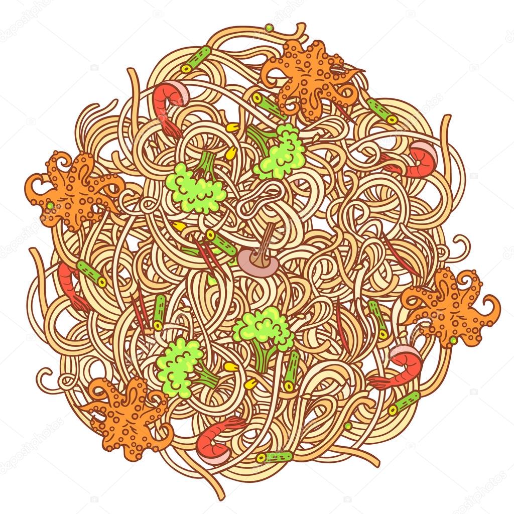 Seafood pasta pattern
