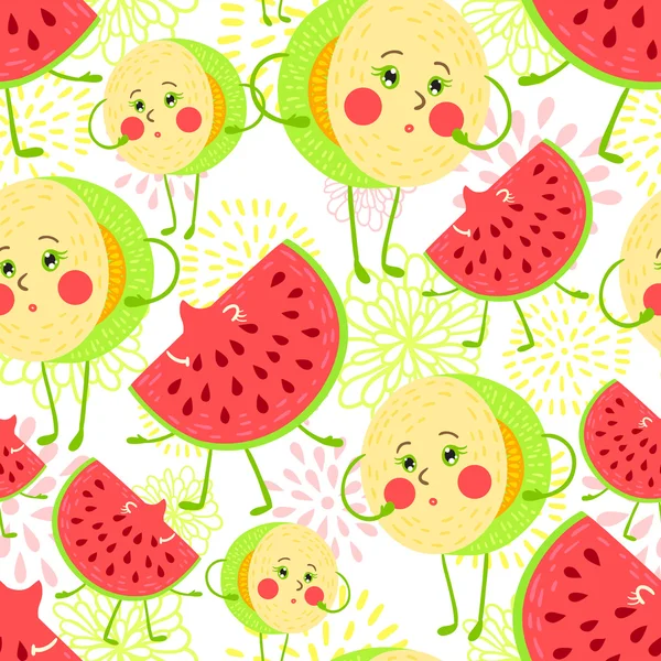 Desenho animado padrão de frutas — Vetor de Stock
