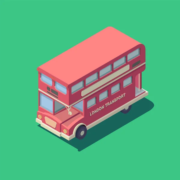 Vektor Isometrisches Englisches Bussymbol Roter Britischer Doppeldeckerbus — Stockvektor
