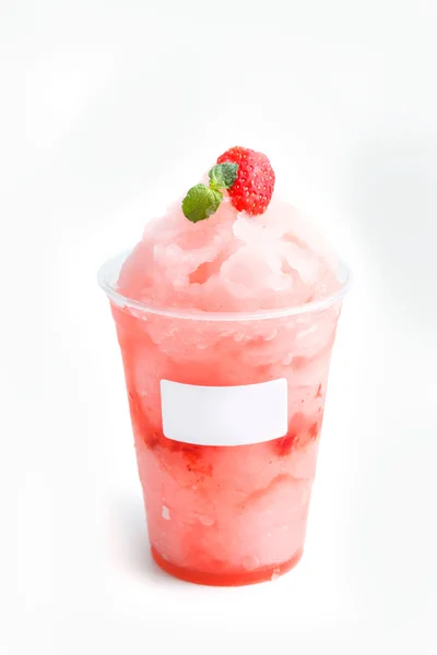 Eper smoothie elvihető Cup-fehér háttér — Stock Fotó