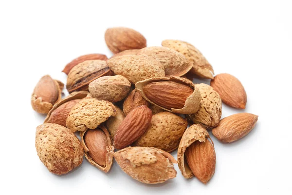 Group of almonds isolated on white — Stock Photo, Image