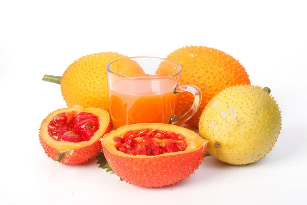 Gac Frucht, Baby Jackfruit und Saft — Stockfoto