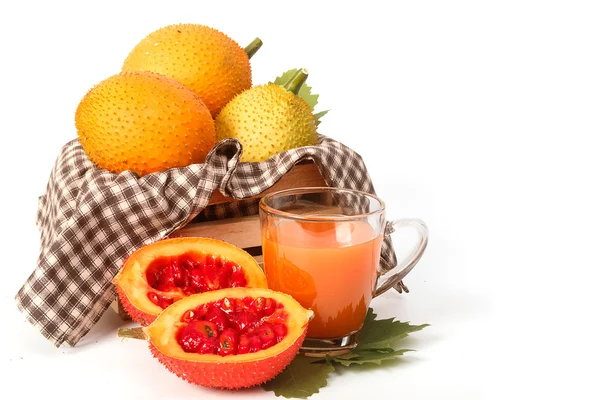 Gac Frucht, Baby Jackfruit und Saft — Stockfoto