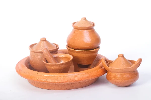 Mini pot, mortier et four en argile, souvenir artisanal thaïlandais — Photo