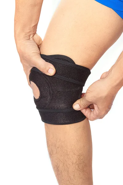 Muž na sobě Trauma kolenní ortéza kolenní ortéza — Stock fotografie