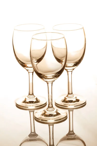 Empty three wine glasses — Stock Photo, Image