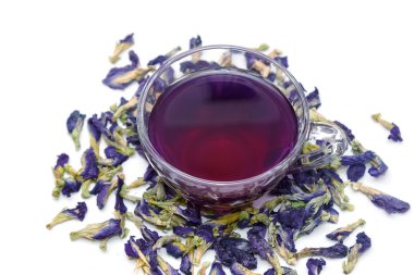 Kelebek bezelye suyu içmek beyaz zemin üzerine