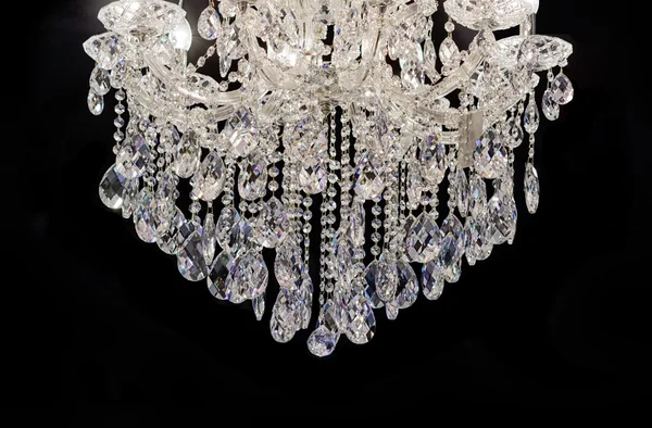 Chrystal chandelier close-up. black background with copy space — Stock Photo, Image