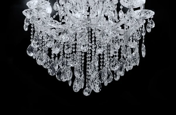 Chrystal chandelier close-up. black background with copy space — Stock Photo, Image