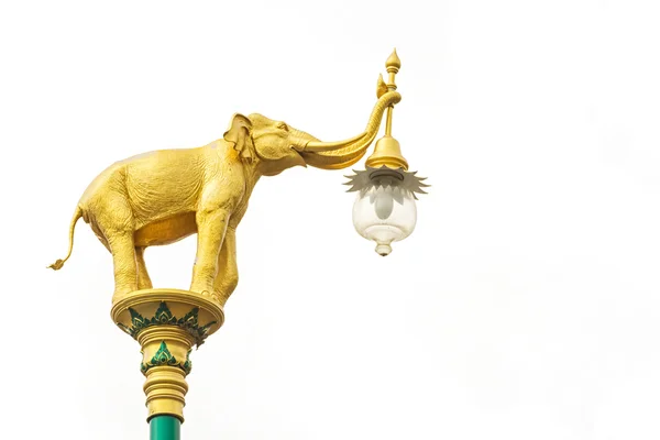 Altın fil elektrik lambası kutbunda retro Tay tasarım stili — Stok fotoğraf