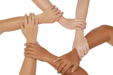 Ekip çalışması kavramı, iş takım birleşen eller co bir arada tutan